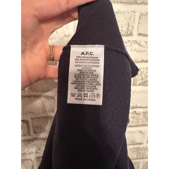 nwt A.P.C. Diamond Matelasse Pullover Dark Navy Men size S - Picture 2 of 15